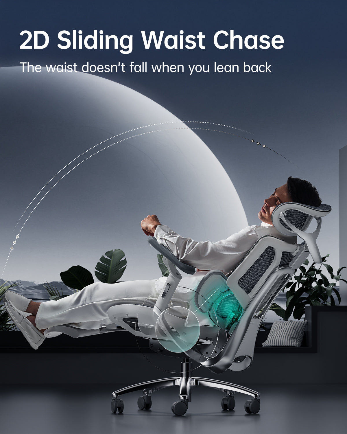 HBADA E3 Ultra Ergonomic Office Chair gray waist chase