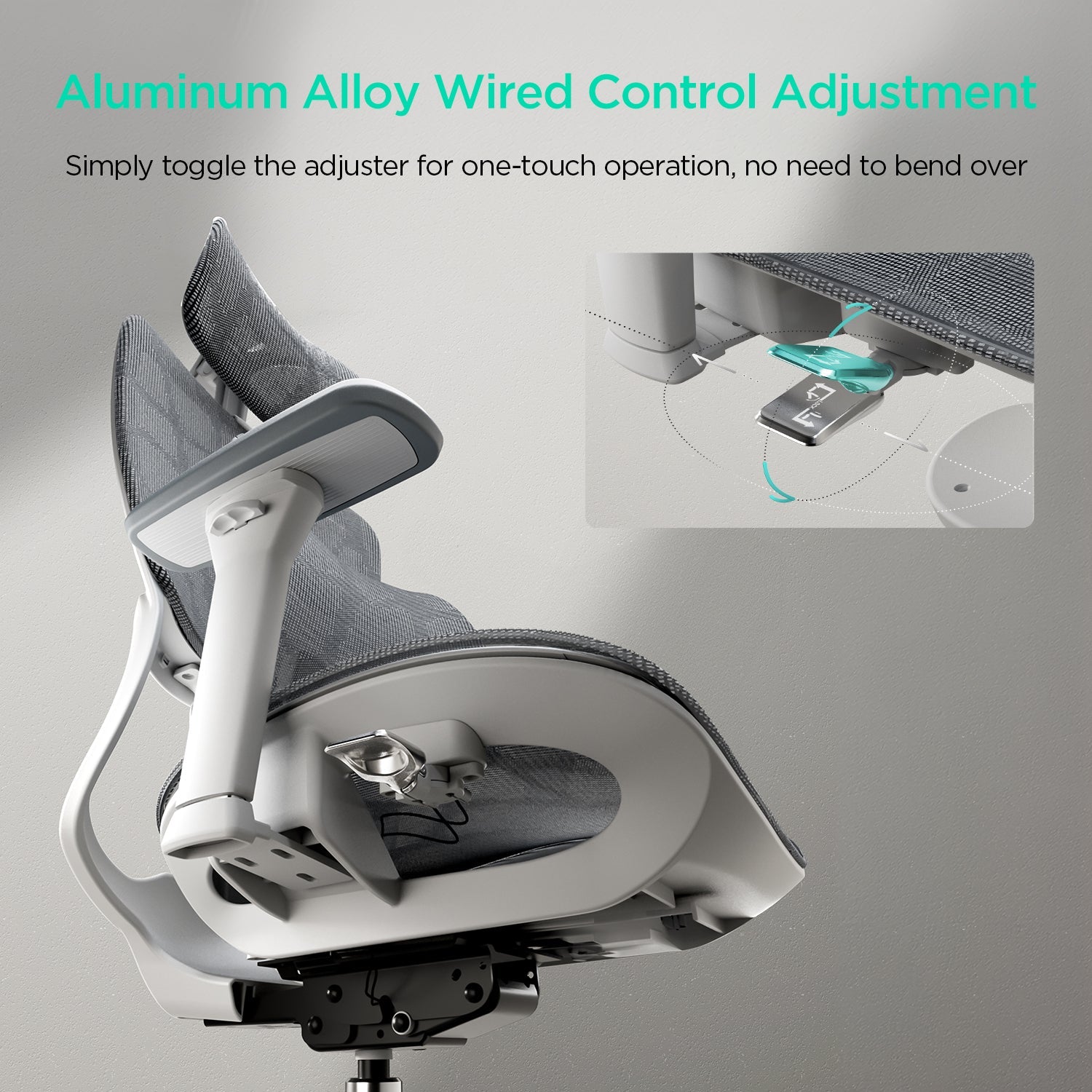 Hbada E2 Pro Ergonomic Office Chair without Footrest white control adjustment