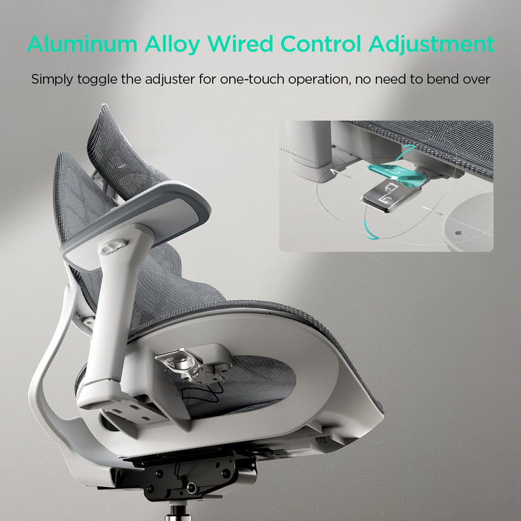 Hbada E2 Pro Ergonomic Office Chair without Footrest white control adjustment