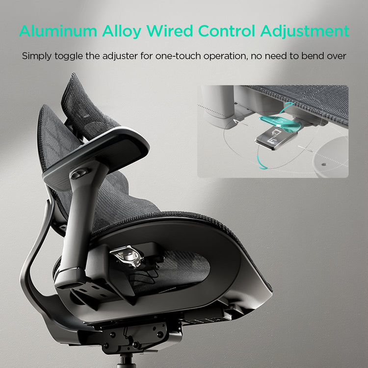 Hbada E2 Pro Ergonomic Office Chair without Footrest black control adjustment